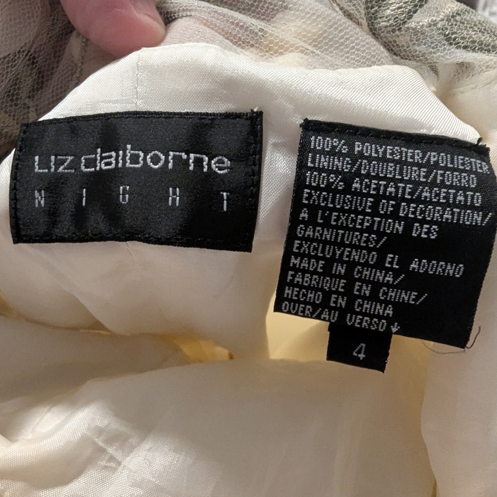 Vintage Liz Claiborne 90's,Elegant Cream Sleeveless Dress, For Wedding Or Formal - Picture 4 of 4